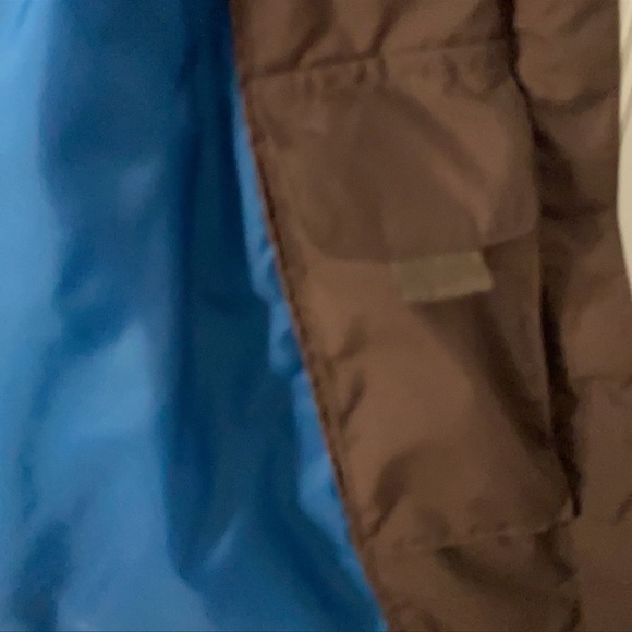 L.L. Bean goose Down brown jacket zipper snap front closure  Blue lining Large - Picture 10 of 16